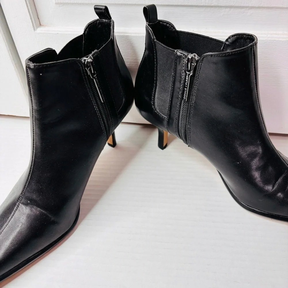 Price firm DONALD J. PLINER Black Leather Heeled Ankle Boots Size 7.5